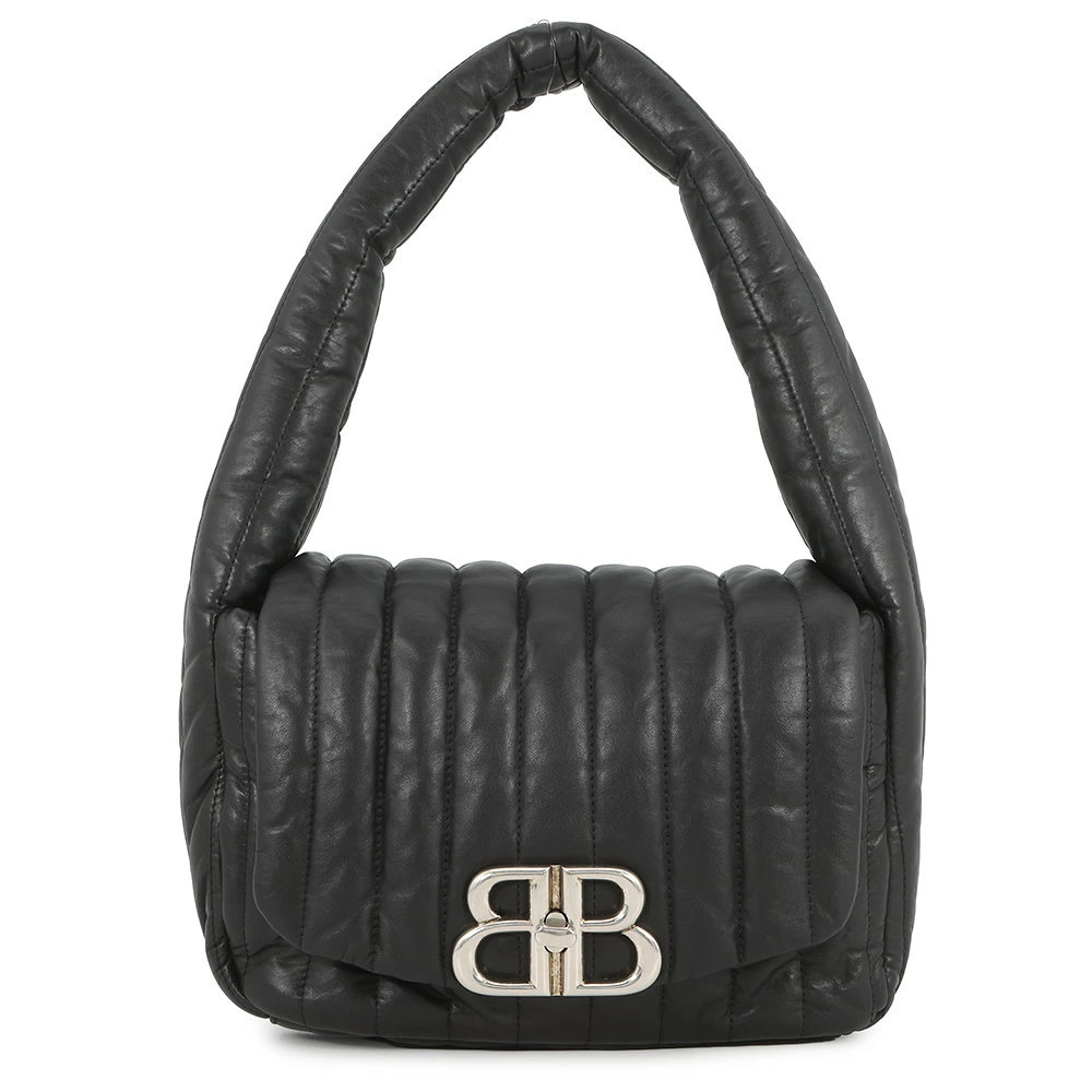 Balenciaga Monaco Leather Shoulder Bag Hobo Black